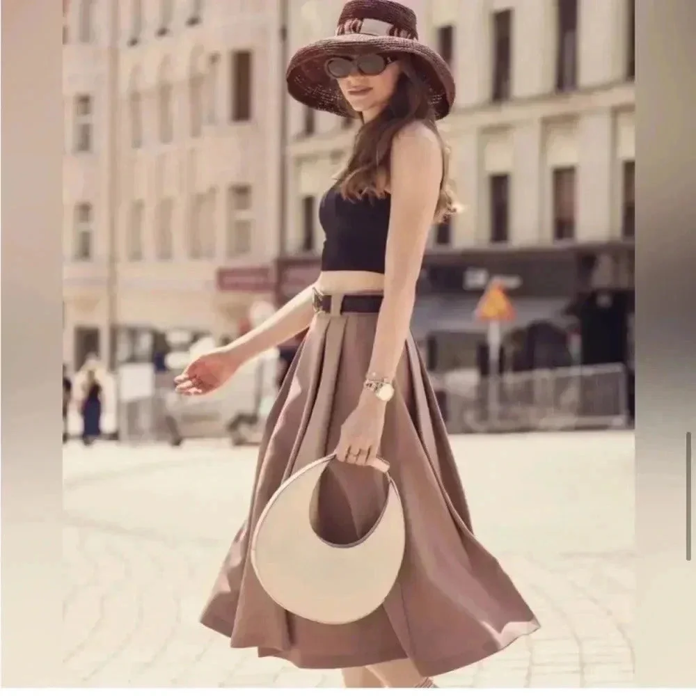 Zara midi pleat detail pink skirt - Picture 2 of 14